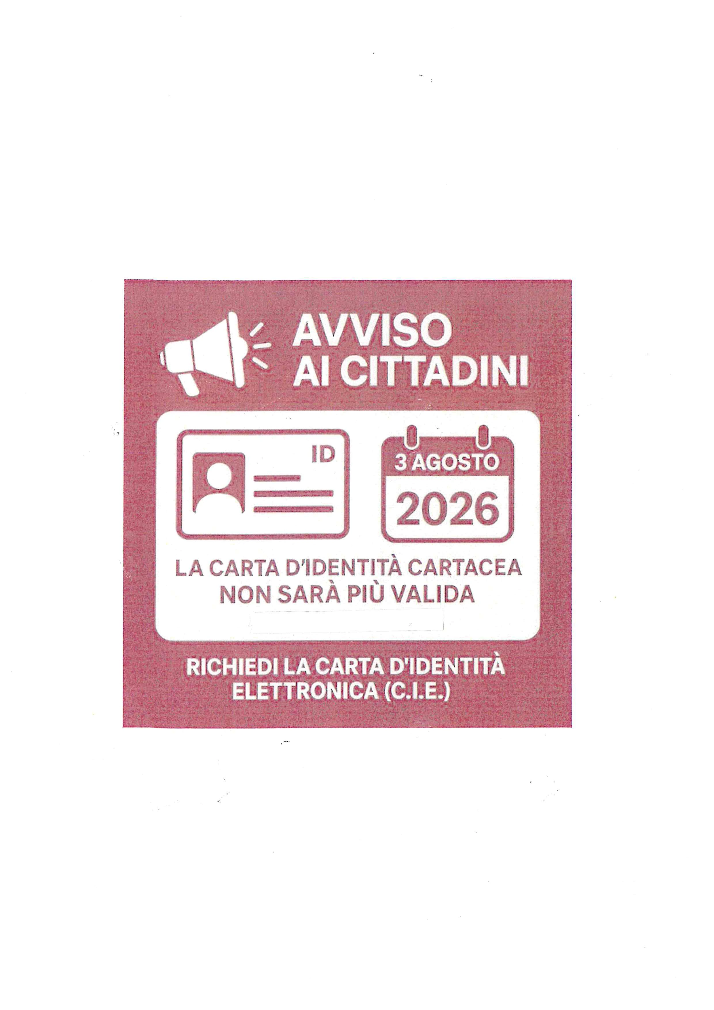 AVVISO scadenza carte d'identità cartacee